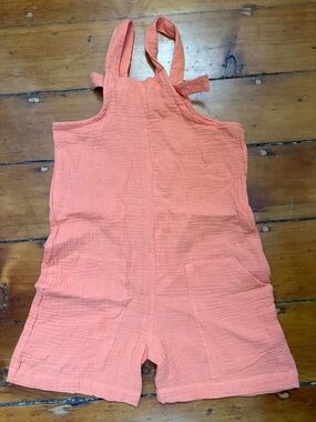 Orange kids gauze overalls, size M